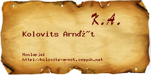 Kolovits Arnót névjegykártya